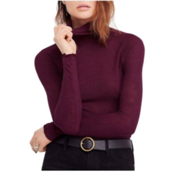 Free People Tops - Free People Mock Turtleneck Midnight Plum NWT
